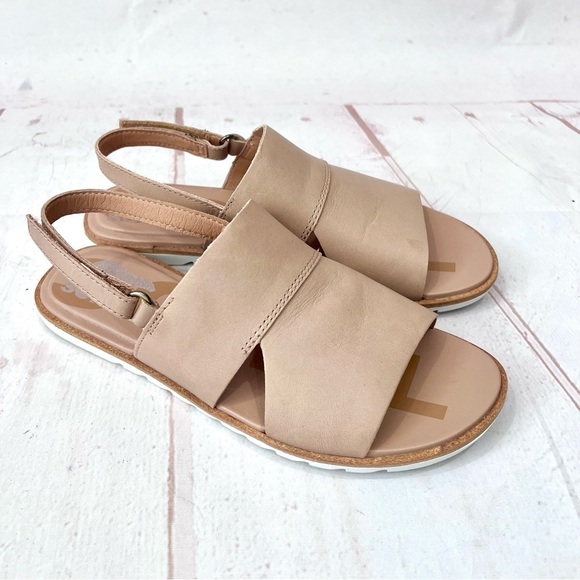 Sorel Leather Ella Il Slingback Sandals in Nude Beige - Picture 1 of 11